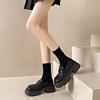 Platform Thick Heel British Style Small Leather Shoes Women's 2025 New Spring and Autumn One-pedal Fairy Style Women's Shoes Jk Single Shoes Black