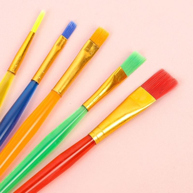 7Pcs Kids Paintbrush Palettes Smearing Tool Set, Toddler Watercolor Paint Brush and Flat Tip Craft Paint Brushes
