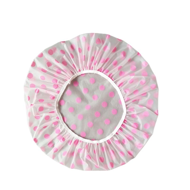 Waterproof Colored Polka Dot Shower Cap Reusable Adult Spa Accessory