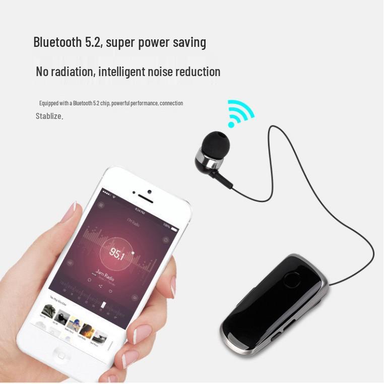 K39 Clip-on Retractable Bluetooth Earbuds with Vibration Alert
