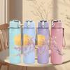 1PC Moon Cherry Blossom Branch Scene 750ml Color Plastic Sports Water Bottle Leakproof Flip Straw Lid For Sports Office Home Use