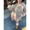 Women's Bow Cardigan Round Neck Single Breasted Sweet Knit Sweaters Thin Korean Style Casual Loose Woman Top