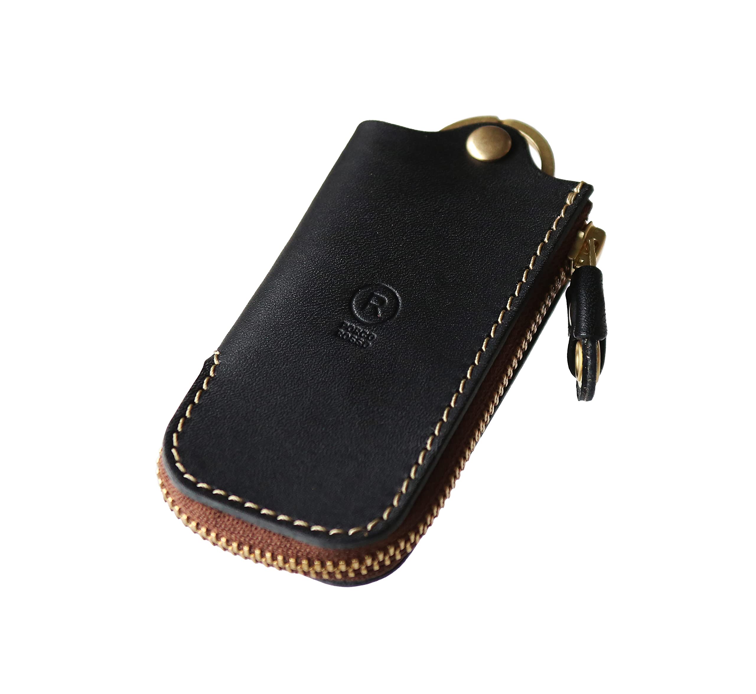 

Key Case Smart Key Case Men Women Genuine Leather Tochigi Leather Smart Key Key Chain Leather Zipper Brand Made in Japan Brown [Porco Rosso] [Black