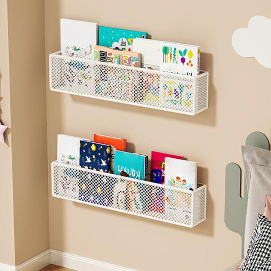 1/2/3Pcs Storage Rack Metal Bookshelf Strong Load-bearing Simple Installation Multipurpose Wall Mount Record Holder Magazine Rack