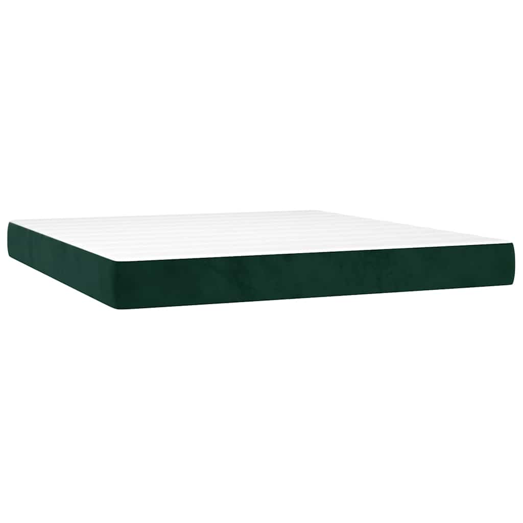 Box Spring Bed with Mattress Dark Green 160 x 200 cm Velvet