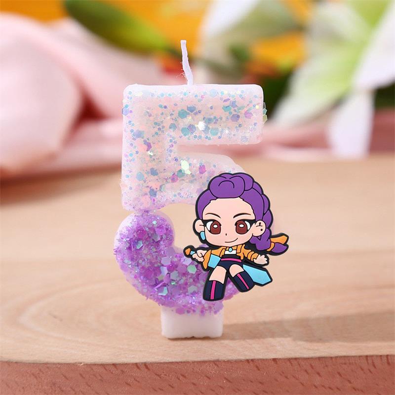 New Kpop Anime Demon Hunters Theme 3D Digital Candle Birthday Cake Decoration Number 0-9 Candle Kids Party Accessory Supply Gift