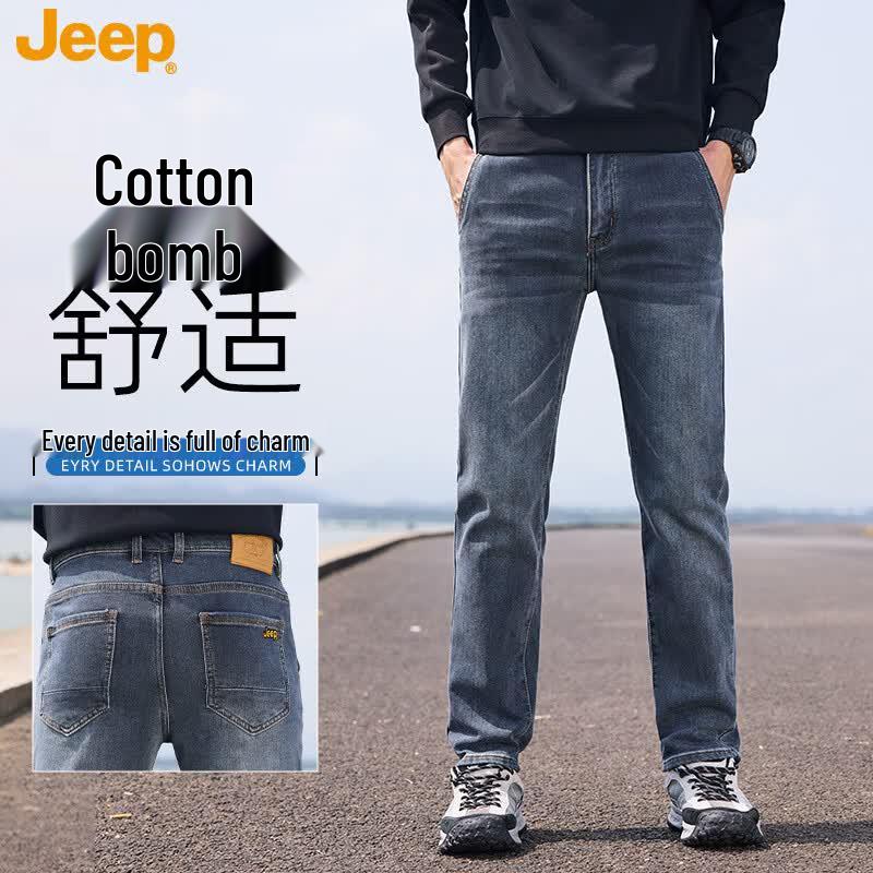 JEEP Men s High-Elastic Wrinkle-Resistant Straight Loose Jeans 32