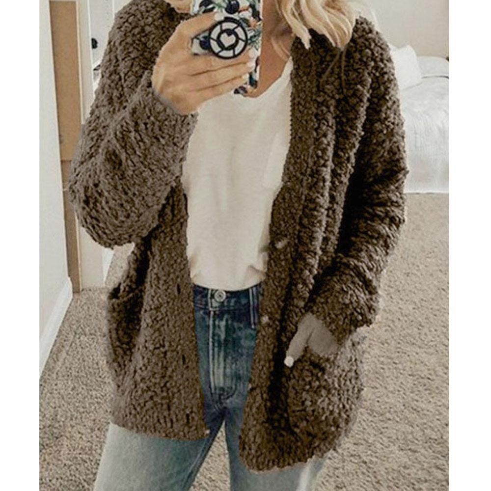 Frauen Herbst Winter Plüsch Sweatshirt Mode Lässig Plüsch Strickjacke Damen Lose Pullover Tops Plus Größe