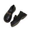 Leather Platform Shoes Women's Spring and Autumn New Versatile Muffin Single Shoes Black Small Leather Shoes Women