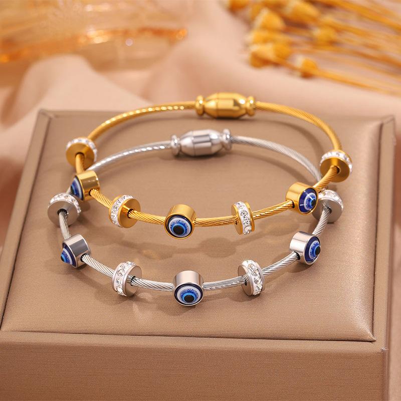 Women's European and American Fashionable Eye Sliding Wire Open Bracelet