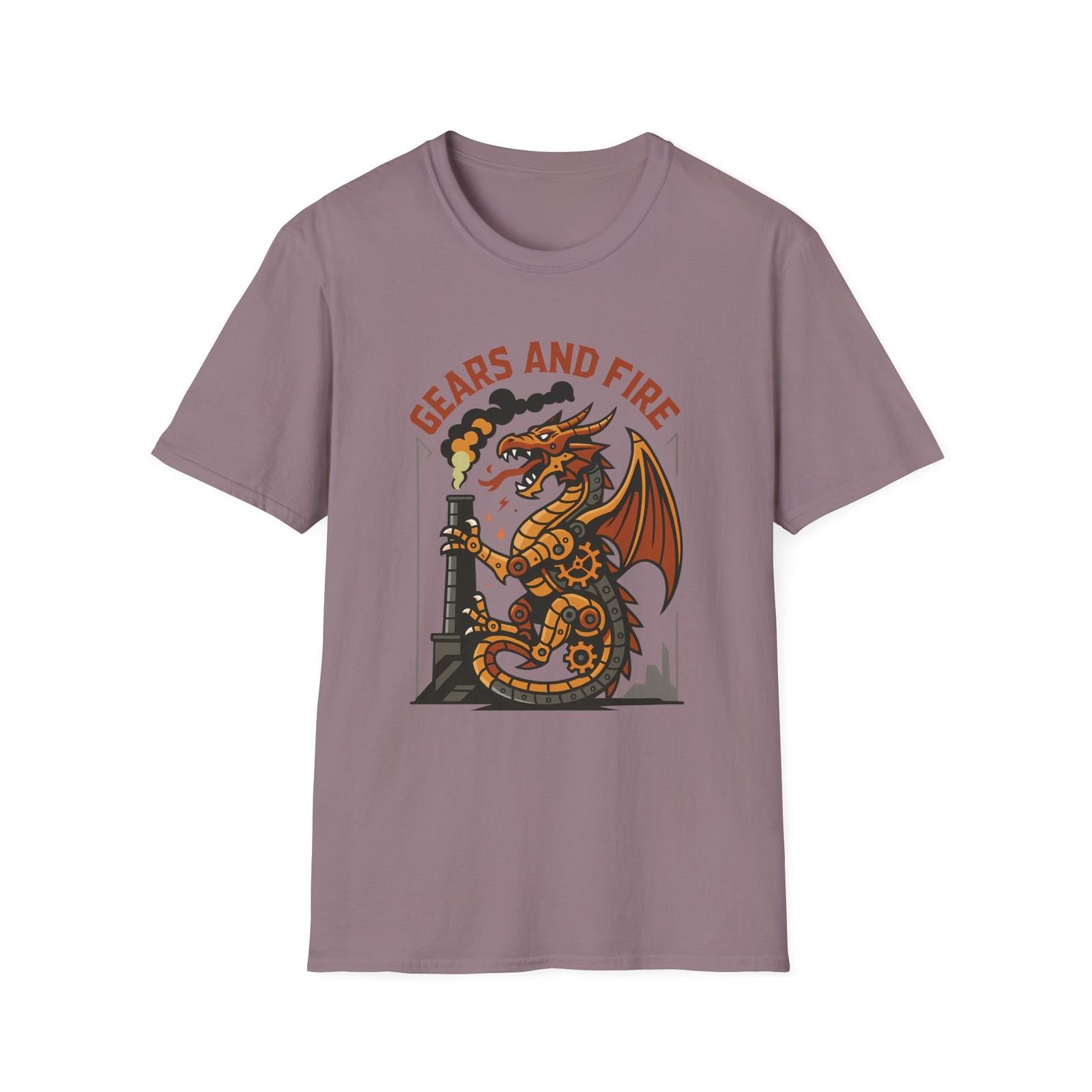 Unisex Softstyle T-Shirt Mens Womens Tees Top Steampunk Clockwork Dragon Industrial Fantasy Art S
