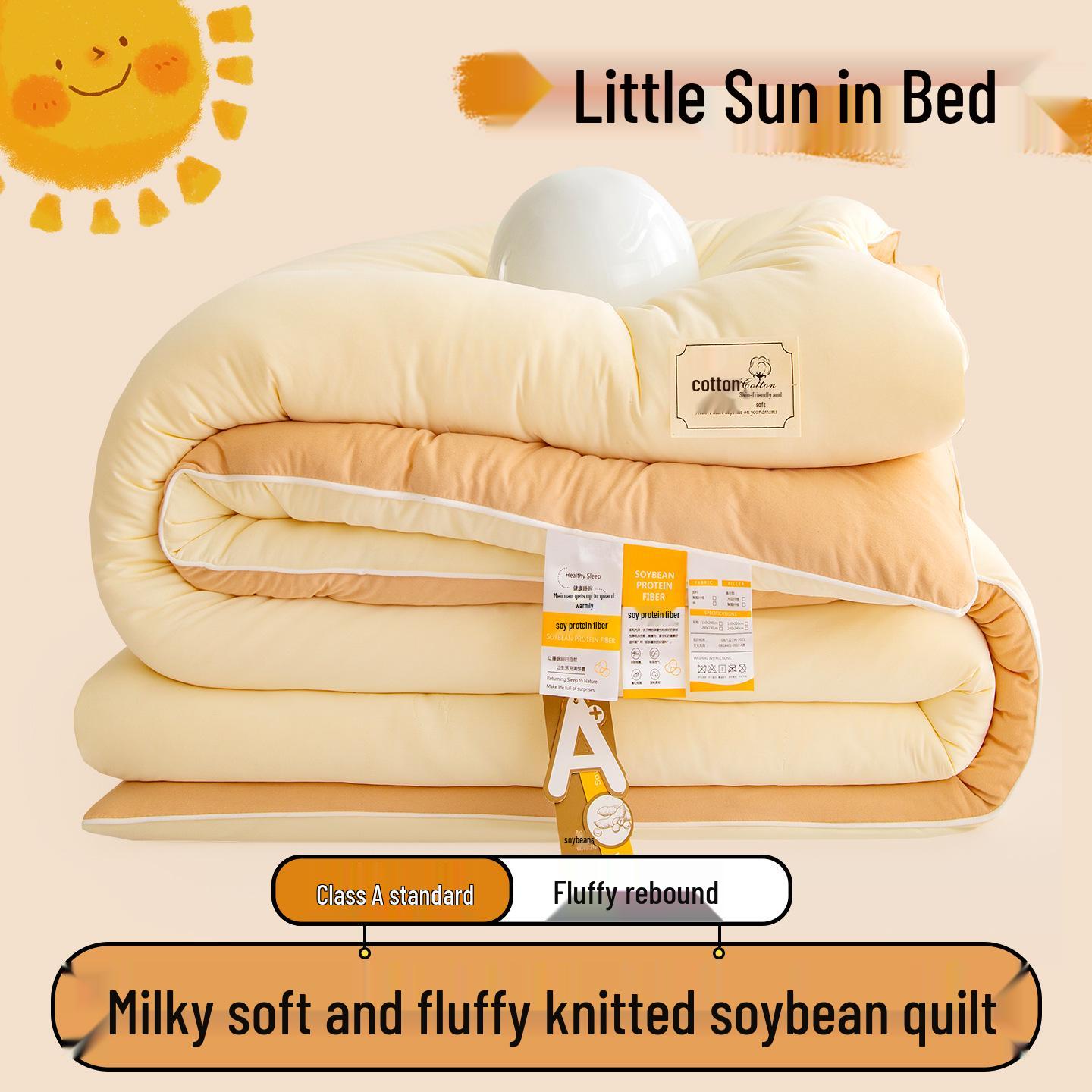 

Ultra Soft Knitted Cotton-Soy Fiber Quilt: Thick Warm Winter Quilt, Versatile All-Season Quilt 150x200cm 3.5 jin