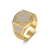 Hiphop Shinny Zircon Hexagon Shaped Ringn for Men Stainless Steel Ring Gold Plated Jewelry