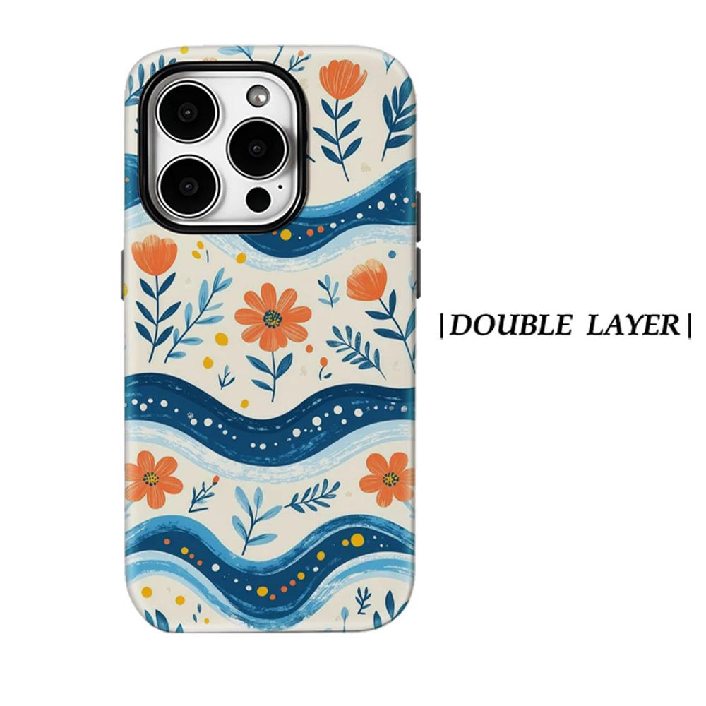 Ocean Florals Phone Case for IPhone 17 16 15 14 13 Pro Max Plus for Magnetic Single Double-layer Tough Case