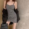 Slim Sexy Irregular V-Neck Suspender Thousand Birds Dress Women's Fashion Trend Chest Hip Short Dress Summer