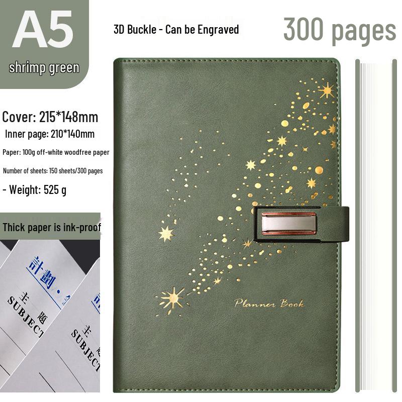 Set de regalo de cuaderno Star Double Line 2026: Libro de registro de reuniones de negocios y oficina de mayor grosor