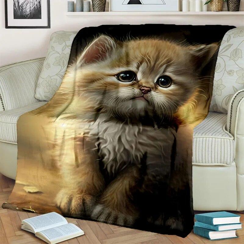 Roztomilá kočka kaliko, kočka Garfield, perská kočka, kreslená deka Ragdoll, měkká deka pro domácí ložnici přikrývka na pohovku pro děti