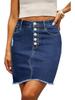Women's High Waist Ripped Denim Mini Skirt - Slim Fit, Raw Hem, Single-Breasted, European & American Style