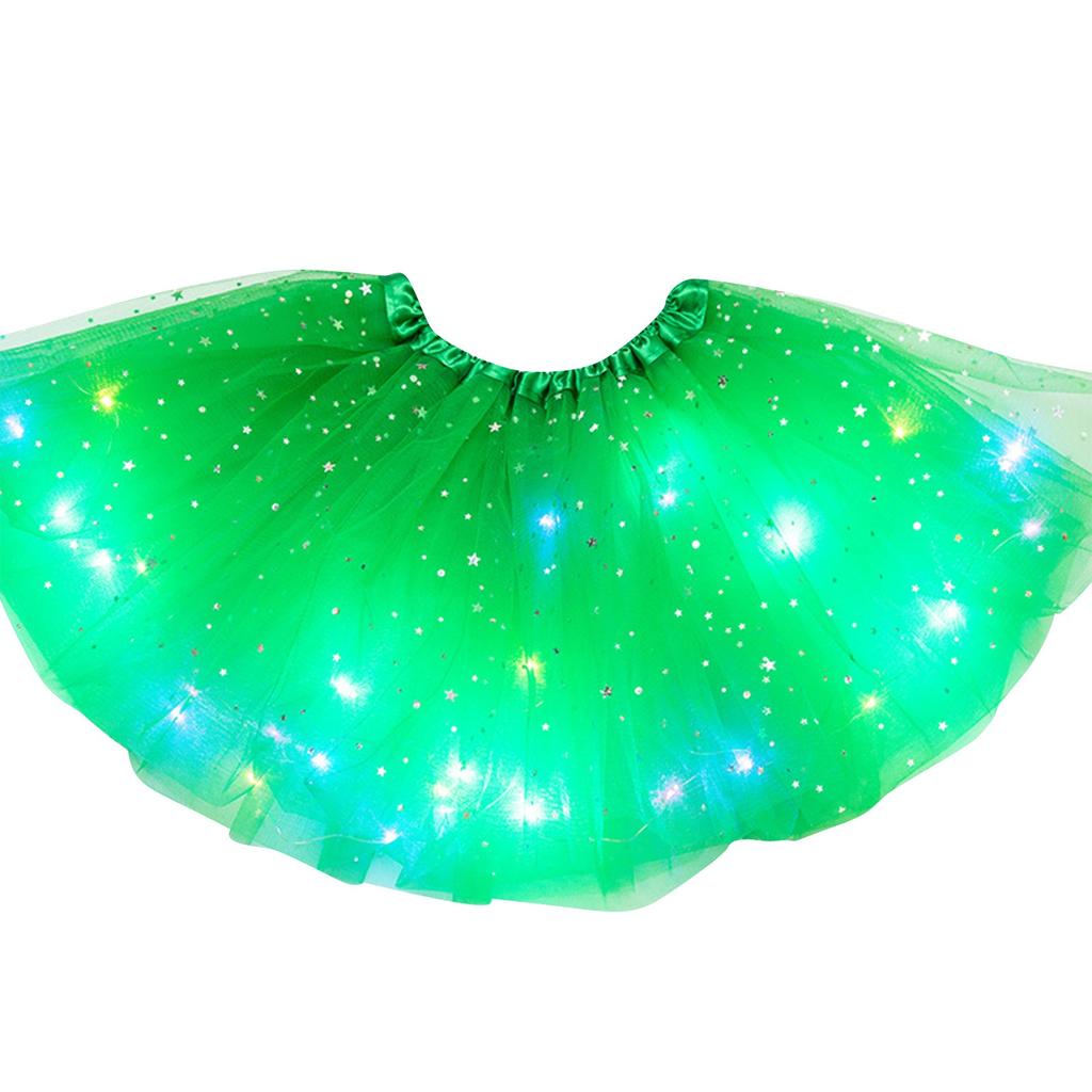 Women's Sequined Light-emitting Half-length Mesh Skirt LED Light Tulle Skirt