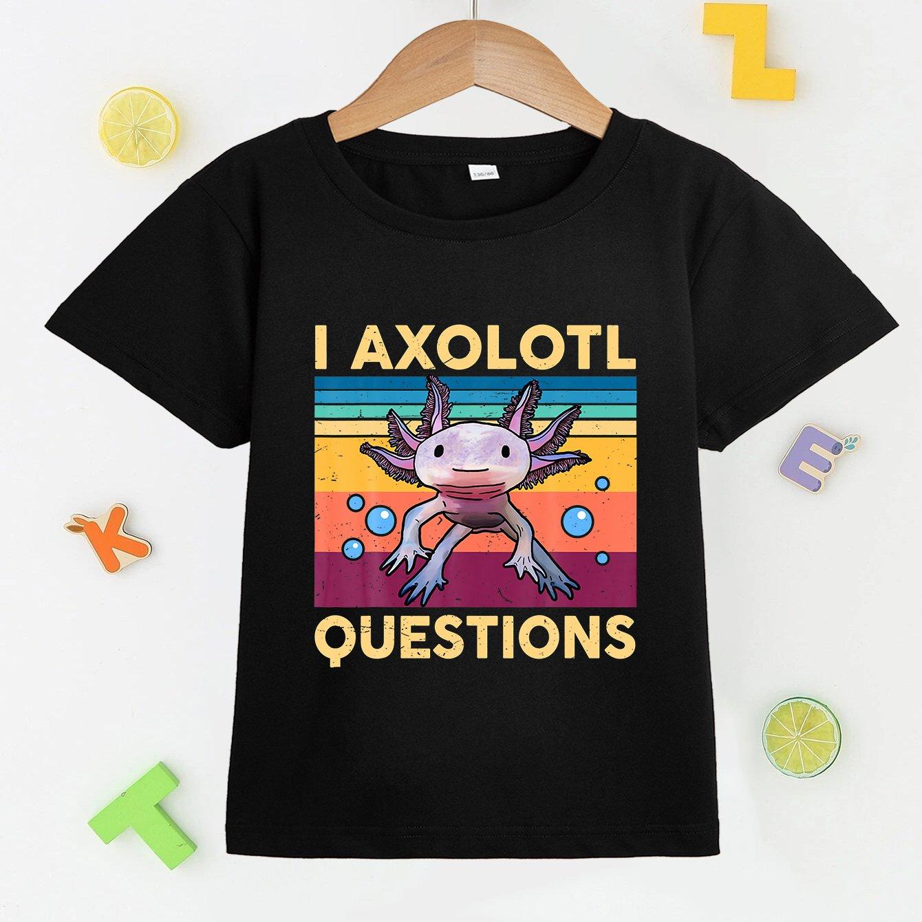 

Cute Axolotl Print T Shirt, Tees for Kids Boys, Casual Short Sleeve T-shirtFor Summer Spring Fall, Tops As Gifts 4XL