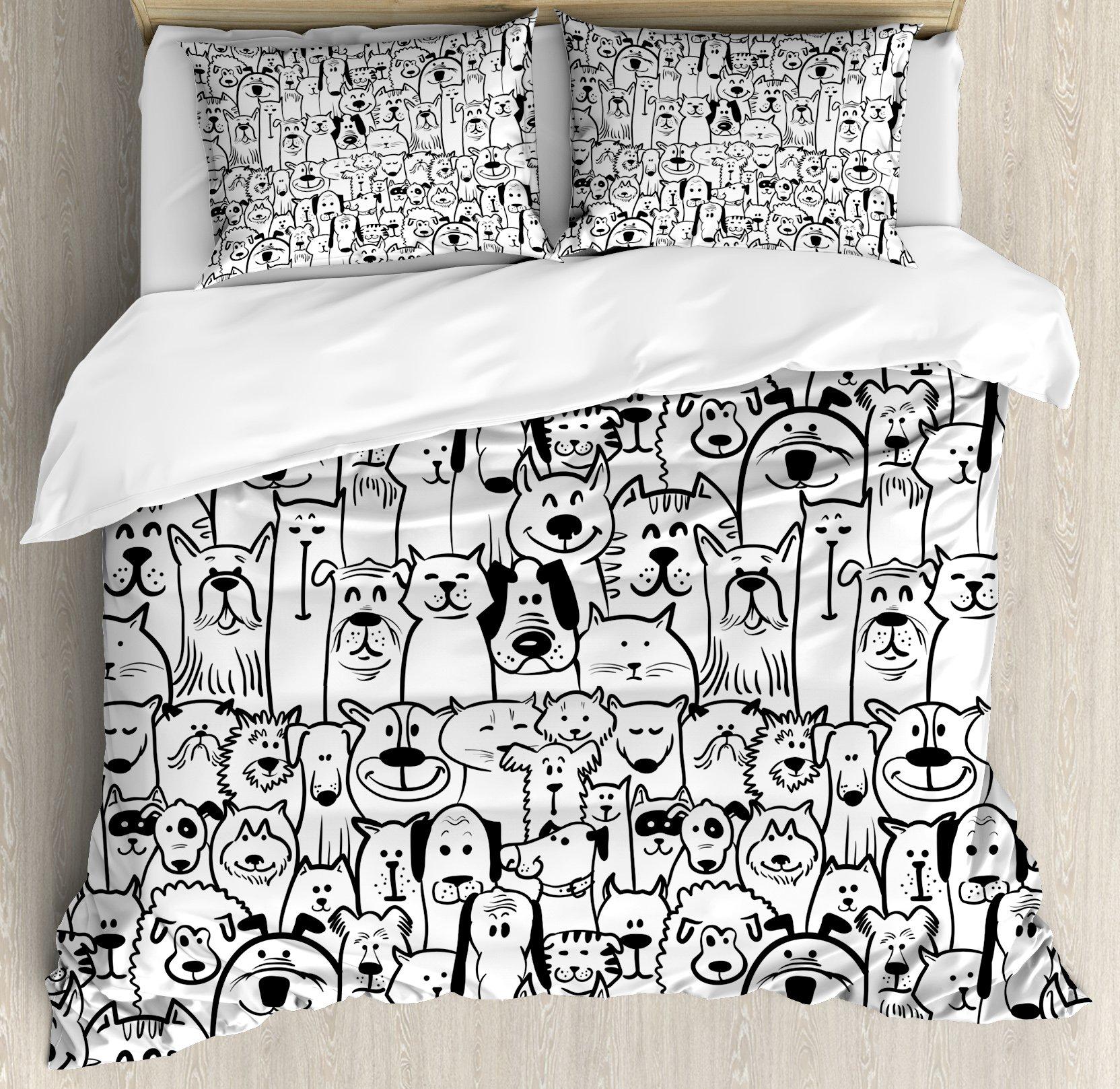 

Group of Dogs Duvet Cover Sets for Kids Teens Boys Girls Lightweight Bedspread Cover Room Decor Family Type Species Bedding Set (135x200cm)