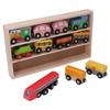 Wooden Train Set Bright Color Small Train Toys Scene Set for Train Tracks for Children Over 2 Years