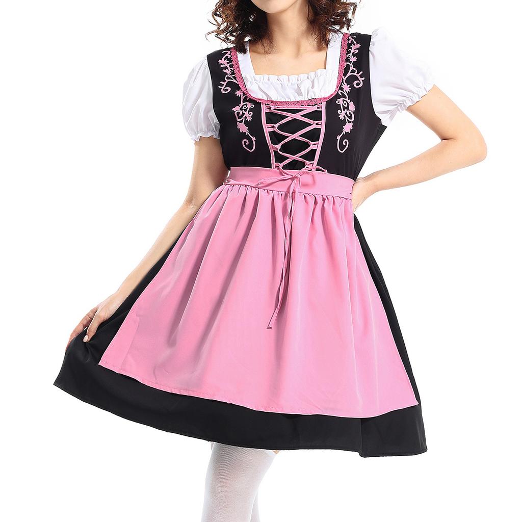 Women's Vintage Dress Solid Color Patchwork Cosplay Dresses
