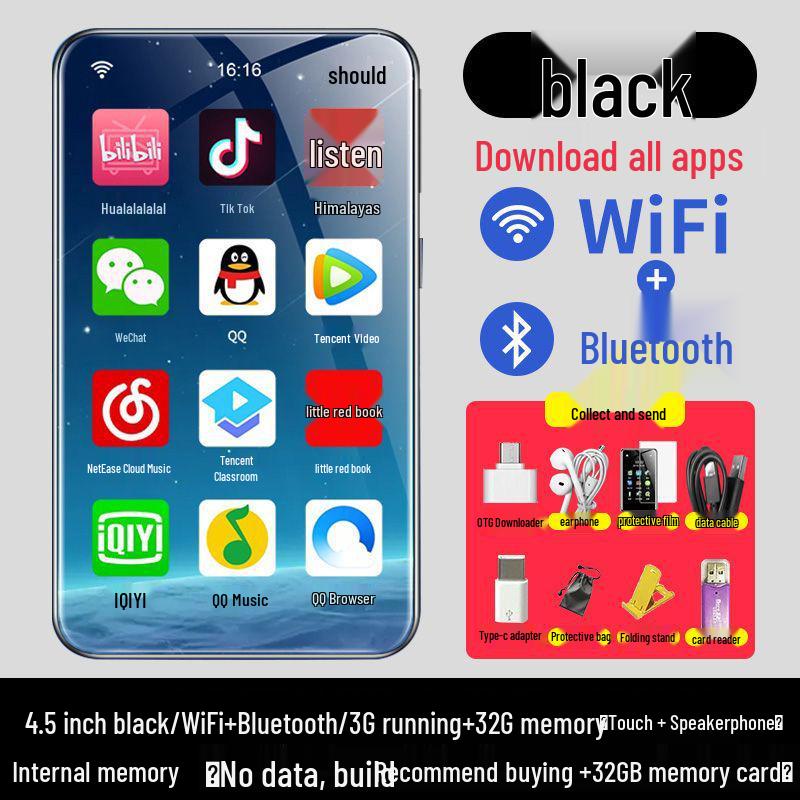 WLAN-fähiger MP4/MP5-Player: Tragbares Vollbildgerät für Musik, Video, Bluetooth und E-Book-Lesen