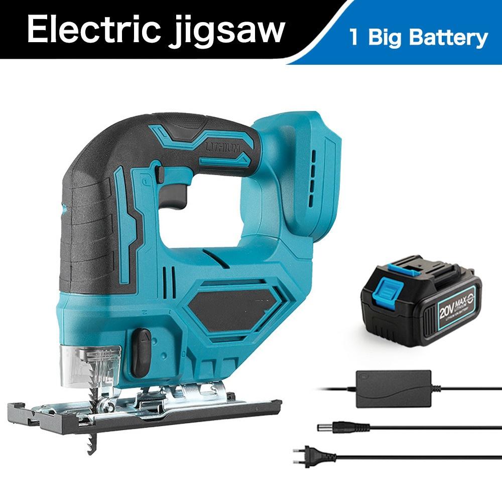 Cordless Jigsaw High Power Electric Curved Saw Portable Multi-Function Woodworking Power Tool