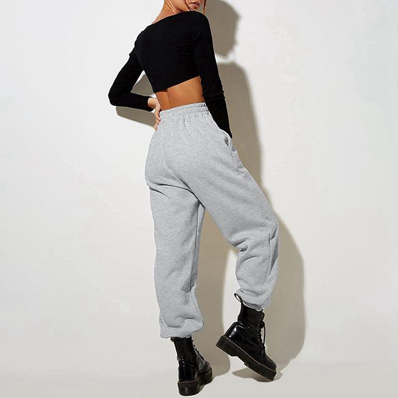 Women Loose Casual Sweatpants High Waist Solid Color Jogging Pants
