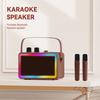 Retro Karaoke Wireless Bluetooth Speaker Microphone All In One Outdoor Family Gathering Set KTV Dual Mic LED