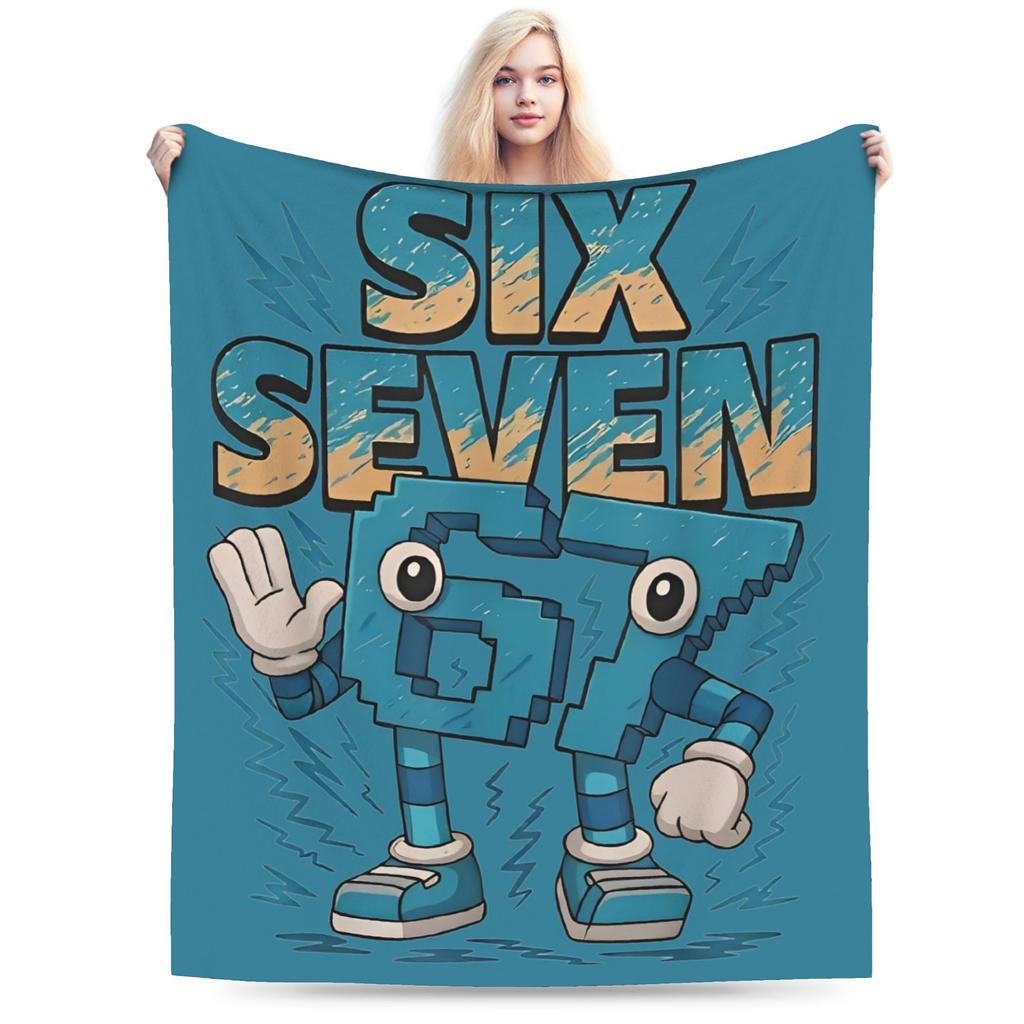 Funny Six Seven 67 Meme Fleece Blanket Throw Blankets for Home Hotel Sofa 150*125cm Bedspreads
