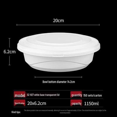 HANDUNYOU Disposable Lock-Buckle Round Meal Containers, 1150ml