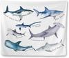 Educational Ocean Shark Tapestry, Coastal Beach Wall Hanging With Types Of Sharks For Kids Room Decor Gift