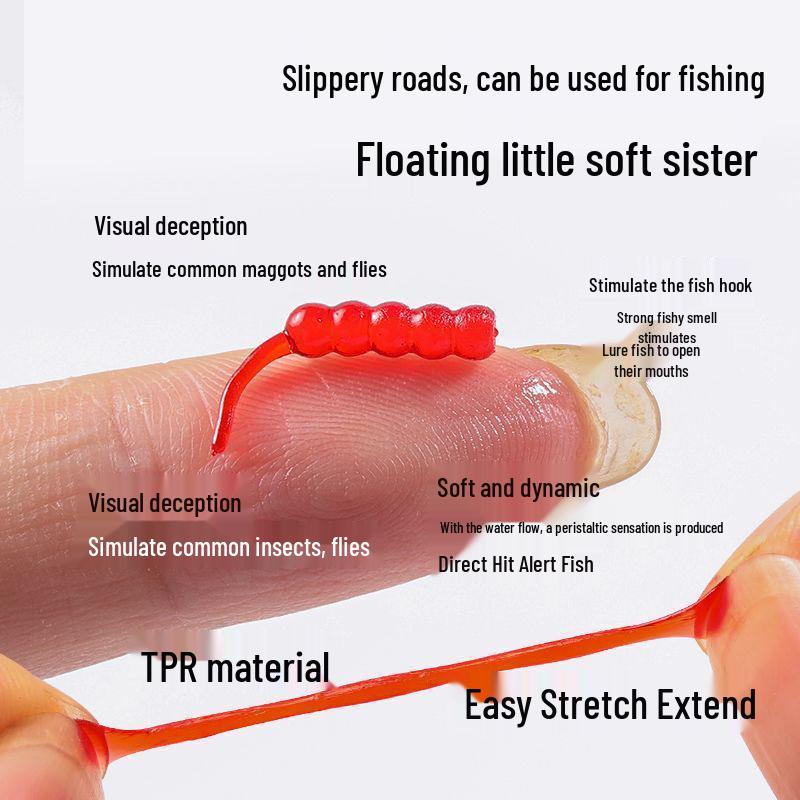 Dynamic Soft Beads Floating Maggot Lure: White Corn Flavor, Red Worm Scent