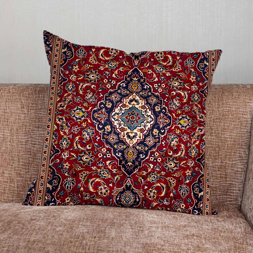 Persian Carpet Floral Pattern Pillow Case For Home Bedroom Car Office Decoration Living Room Sofa Cushion Cover Suitable