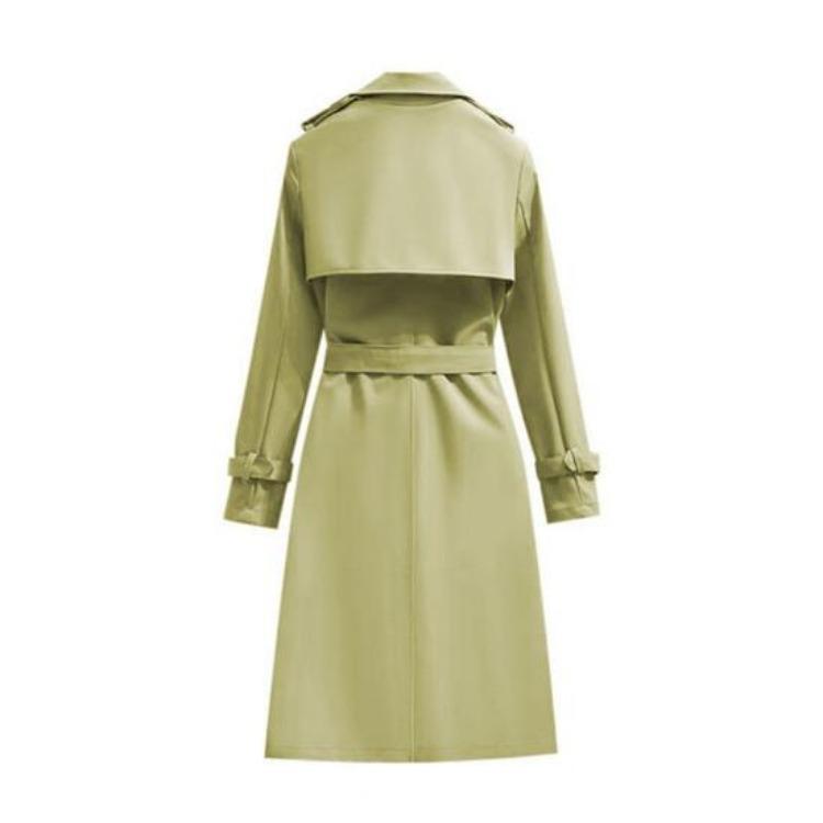 Windproof Women Trench Coat Double Breasted Long Overcoat with Belt and Notch Lapel Classic Outerwear for Fall Winter