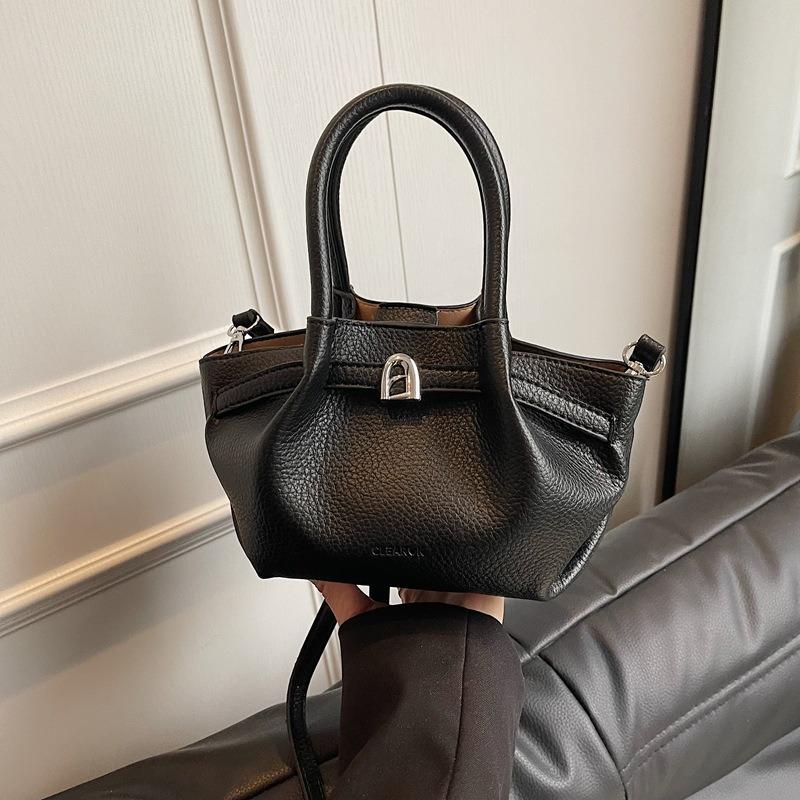 

Trendy and popular lychee pattern bucket bag, new temperament sense, portable shoulder retro messenger bag bag