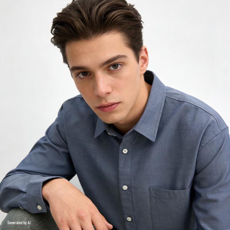 GAP Men's Loose Fit Denim Long-Sleeve Shirt