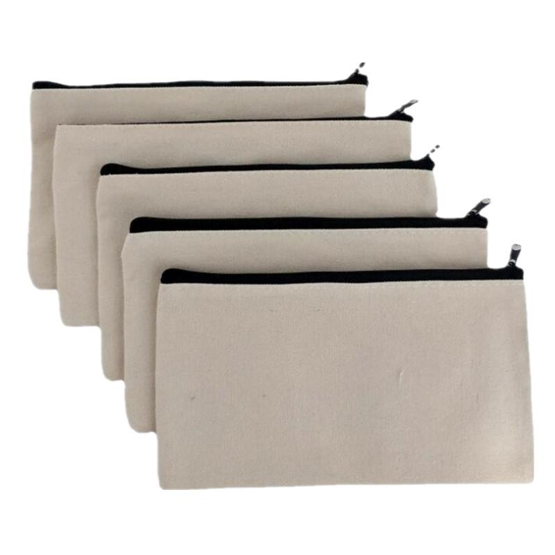 DIY White Canvas Makeup Bags Organizer Students Pencil Case Stationery School Bag DIY Craft Bags Travel Portable Storage Bags
