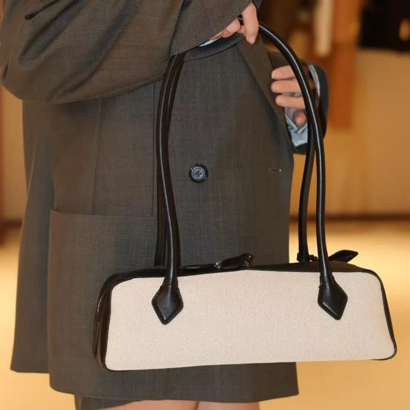 Cloth Leather French Niche Sausage Bag Retro Underarm Bagel Women's Handbag Commuting All-match Shoulder
