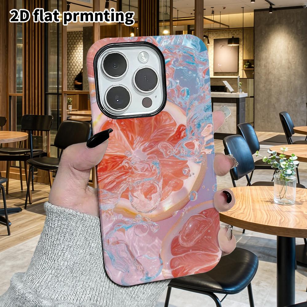 Phone Case: 2D Flat Suitable for iPhone 18 17 16 15 14 13 Pro Film Protective Case, Couple Style, Grapefruit Slice, Christmas and Halloween Holiday Gi