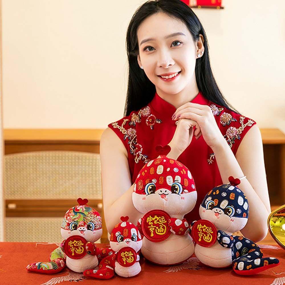 Stuffed Snake Year Mascot Toy Cute Lucky Snake Doll Plushies  Birthday Gifts
