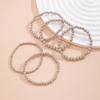 Heart Pendant Bead Stacking Bracelet Set Fashion Jewelry Minimalist Accessories Multi Layer Adjustable Bracelets for Women Girls Trend Charm Gift