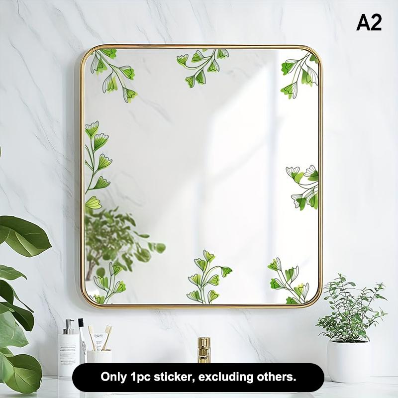 Spring Green Leaf And Floral Wall Stickers Glass Sticker For Shower Doors, Mirrors, Bathroom Glass Self-Adhesive Removable