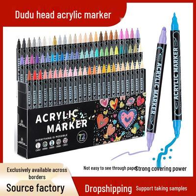 Double-Ended Acrylic Marker Pens Set - Soft Tip, Stackable Colors for Children's Drawing and Doodling