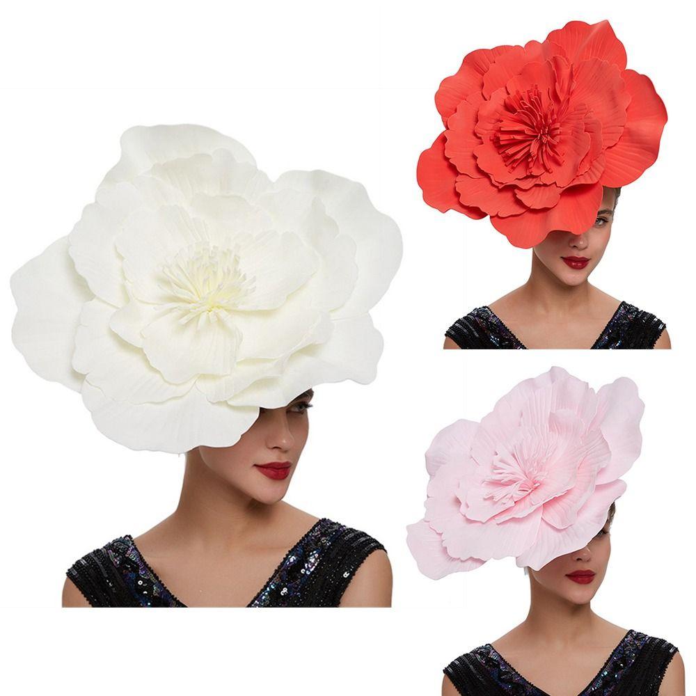 New Hair Accessories Feathers Bow Hat Headdress Makeup Prom Large Flower Hair Band