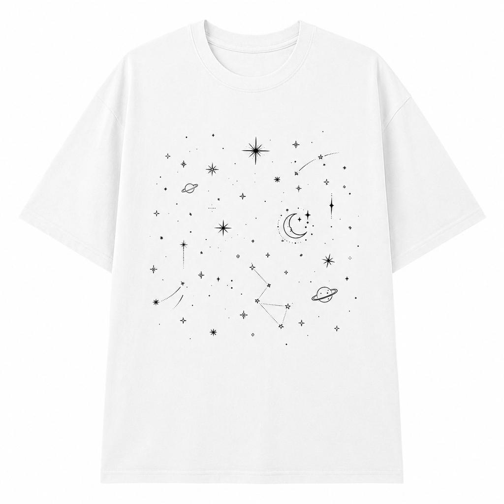Celestial Stars Shirt, Moon And Stars Graphic Tee, Boho Astrology Space Top