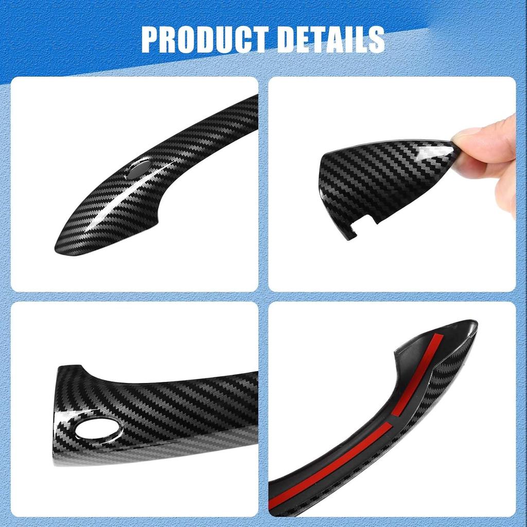 Door Handle Cover Protector for H-yundai Santa Cruz 2022 2023 2024 Accessories, ABS Car Exterior Door Handle Cover Trim 5Pcs (Carbon Fiber Pattern)