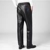 Men's PU Leather Pants - Oil & Waterproof, Loose Fit, Plus Size, Ideal for Work, Driving, Delivery, and Riding during Autumn/Winter.